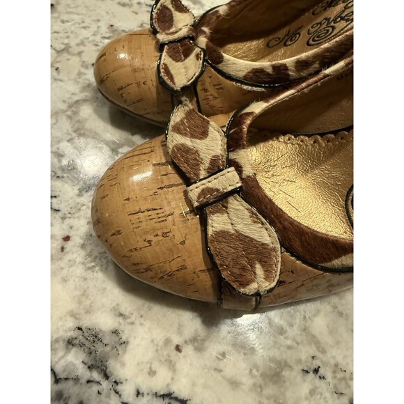 Naughty Monkey Heels Womens 8 Cork Cheetah Print Fuzzy Pointed Toe - Picture 3 of 8